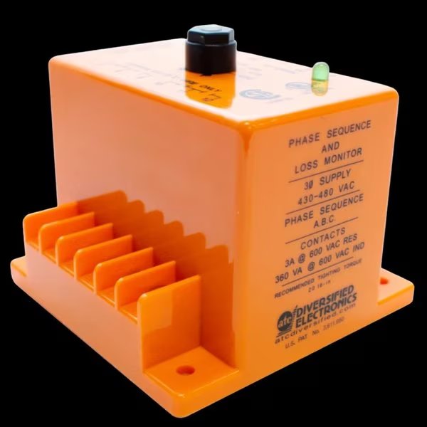 Phase MonitorRelay, Manual Reset, Lock Shaft Adjusted, 440VAC, Atc Diversified Electronics, Mfr#: SLA-440-ALER